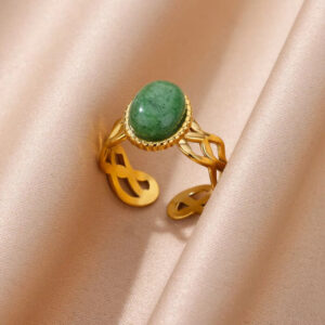green zircon flower ring